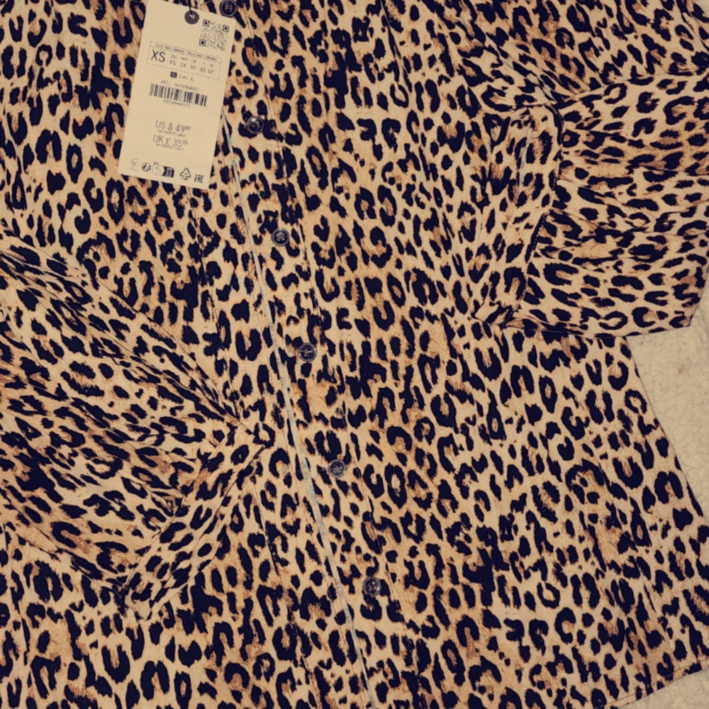 Leopard Print Button-Up Blouse
